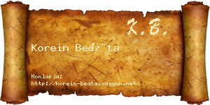 Korein Beáta névjegykártya